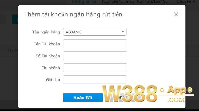 Cập nhật thông tin ngân hàng