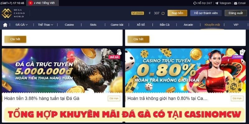 Tổng hợp khuyến mãi đá gà có tại casinomcw - Sân chơi đá gà Thomo hàng đầu Châu Á